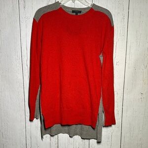 J Crew Colorblock Red & Gray/Tan High Low Women's Sweater Size Small